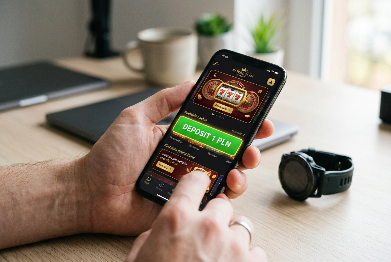 Smartphone displaying a low deposit online casino interface